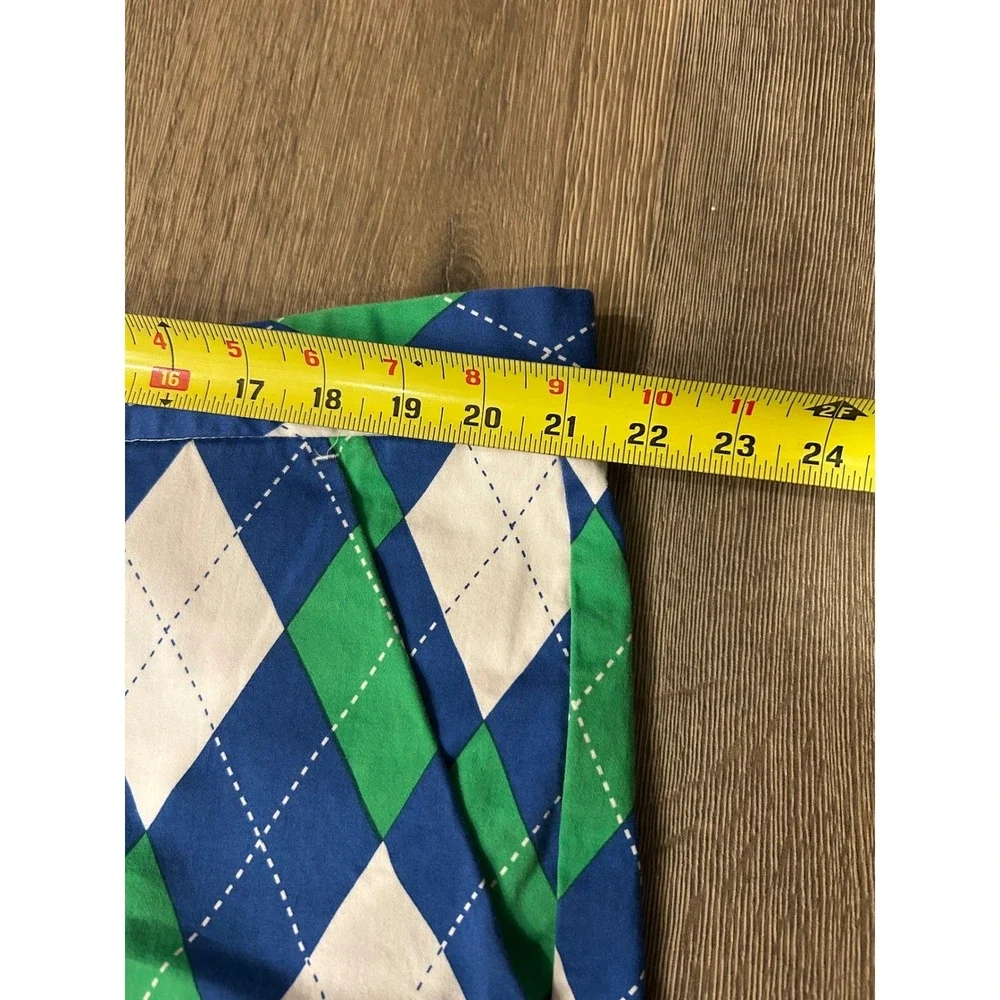 Royal & Awesome Mens Blue Green Argyle Golf Shorts Size 44 Flat Front Loud Mouth